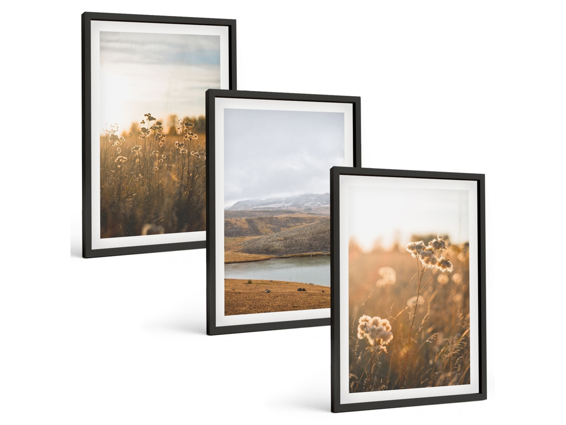 Conjunto De Pinturas Paisagens, Prados, Montanhas, Lago Espelharte (3 Peças 40x60 Cm)