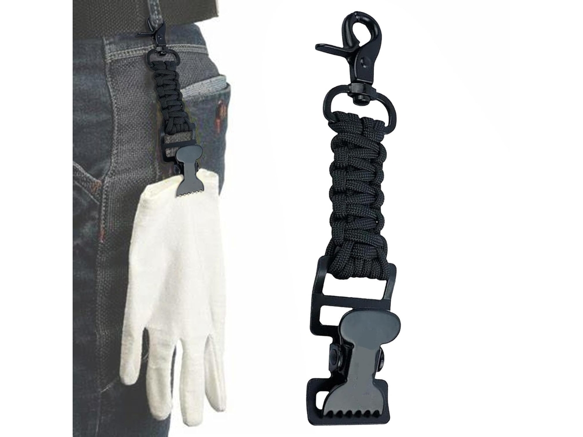 Clipe para Luvas Fita de Retenção em Paracord Trançado de 17,2 X 3 Cm, Sistema de Fixação Robusto em Metal, Retenção CHABERLU