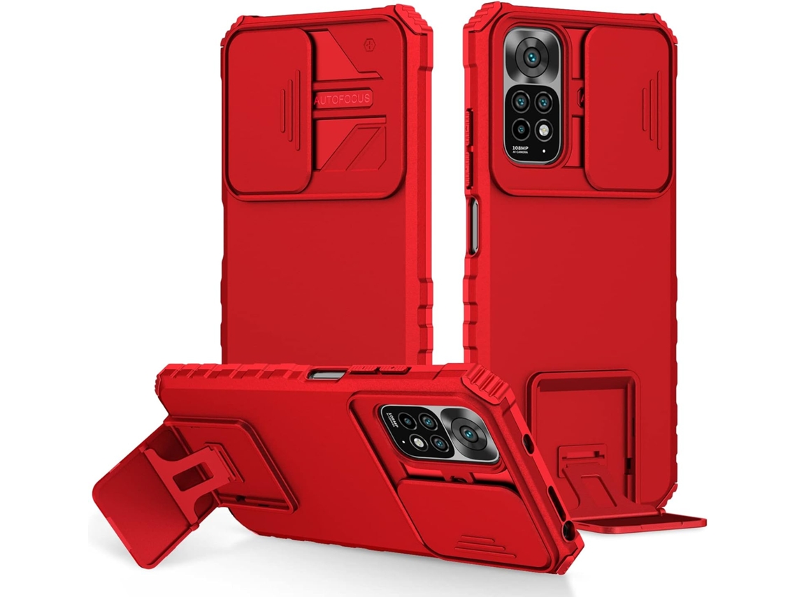 Capa Compatível Com Realme C2/oppo A1k, Com Suporte Dimensional, Janela Deslizante, Resistente A Impactos, Estilo Militar, Vermelha