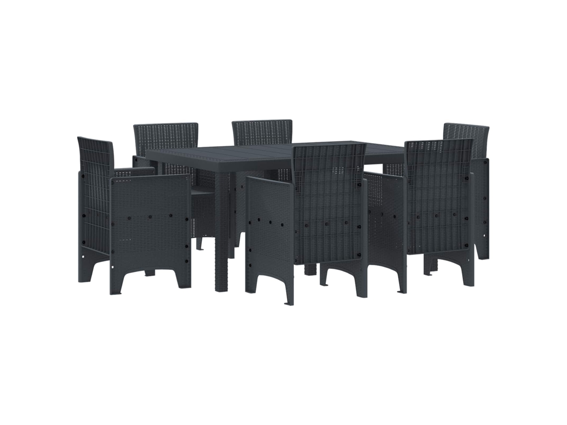 Vidaxl Conjunto de Jantar para Jardim 7 Pcs Antracite Rattan Polt