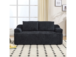 Sofá Duplo Modular Cloud Em Espuma Viscoelástica, Assento Profundo Com Almofadas, Preto