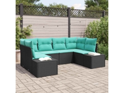 Vidaxl Conjunto De Sofá De Jardim 6 Unid. Preto Vime Pe
