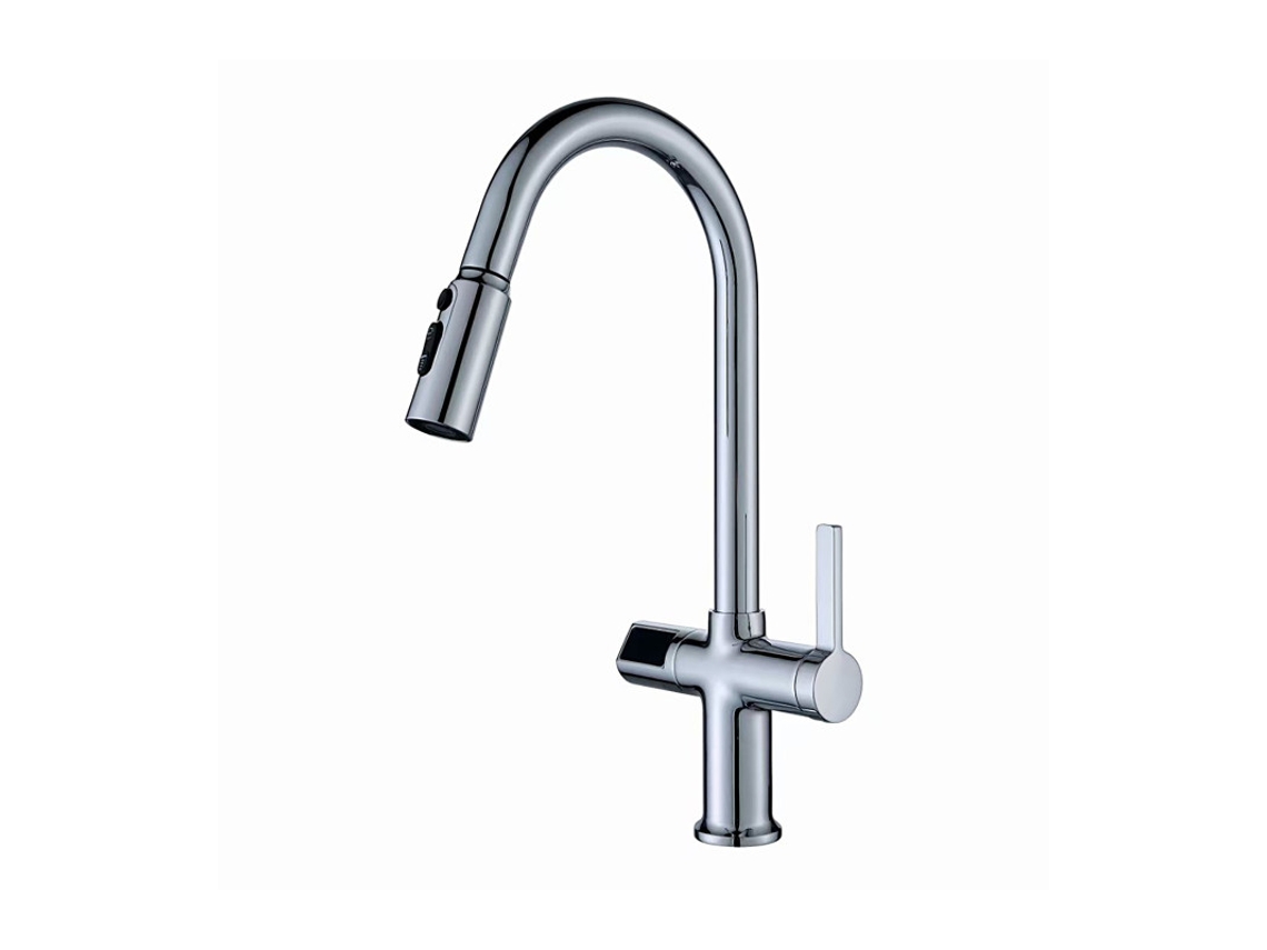 Torneira Cozinha Display Led Temperatura Lh-232 | Cobre Maciço | Extraível | Monomando E 3 Modos Água
