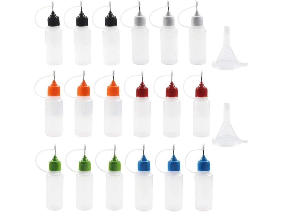 Acrílico Para Artesanato, 18 Bastões De Cola 15ml 0, 5oz, Bicos Coloridos E 2 Mini Funis