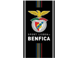 Toalha De Praia Microfibra Licenciada Sport Lisboa E Benfica Preta Com Faixas Coloridas