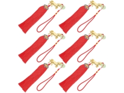 Pingente Cavalo Zodíaco Metal Tecido Vermelho Elegante Ornamento Pendurar Chineses Borlas Decoração Portátil GOKOCO