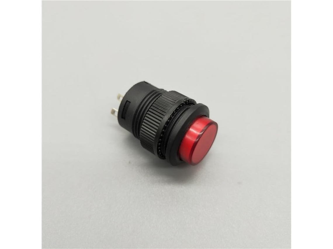 5 Botões De Pressão R16-503bd 16mm Com Led Vermelho, Reinicialização Automática, Momentâneos, 3a 250v