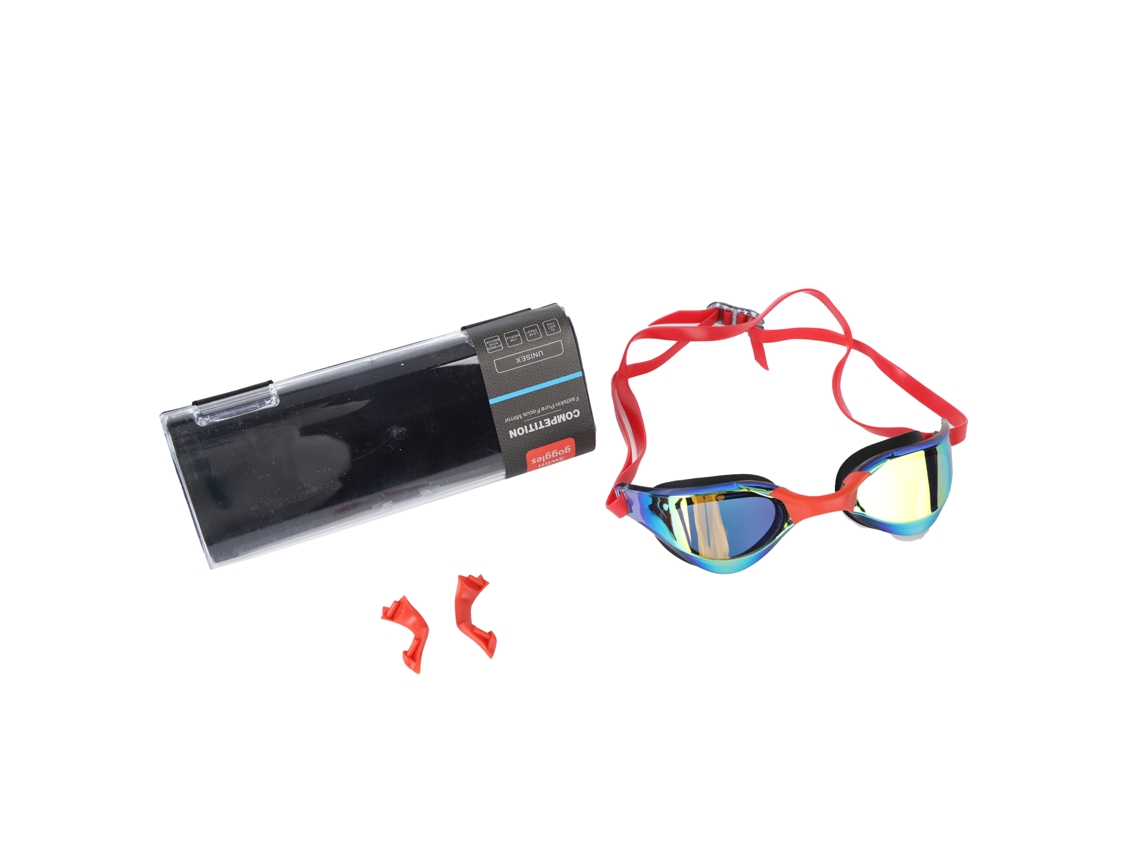 Óculos de Natação Adulto Uv Proteção Lentes Hd Vermelho Sem Vazamento