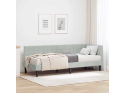 Vidaxl Estrutura De Cama De Canto Com Colchão 2 Pcs Cinzento-claro