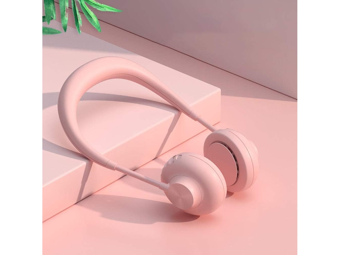 Mini ventilador de pescoço esportivo, recarregável, USB, rosa, branco, 8g, S/MARCA