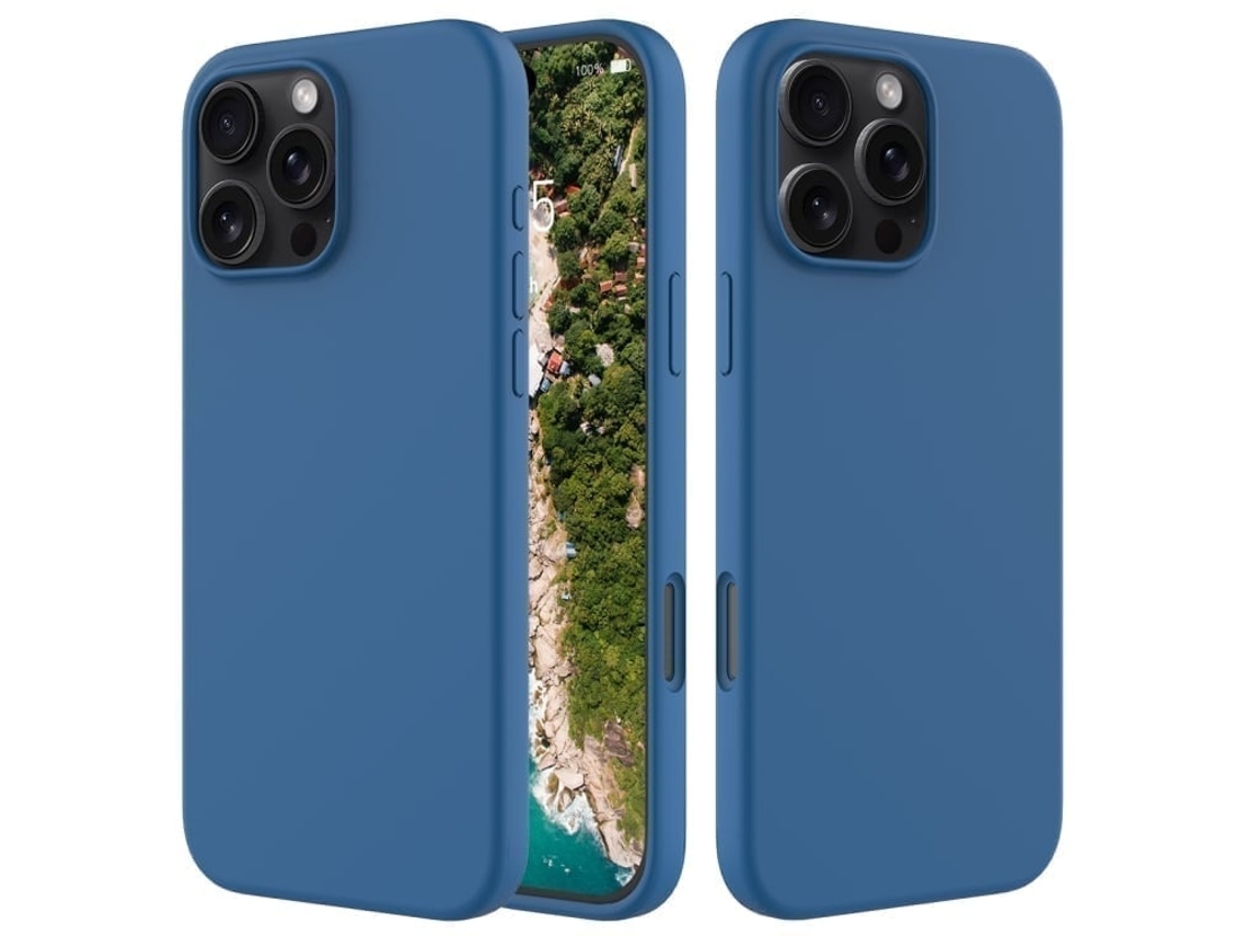 Lurelia Capa Protetora Para Iphone 16 Pro Max, Em Silicone E Pc, Interior Em Microfibra, Recortes Precisos, Cor Azul E Anti-riscos