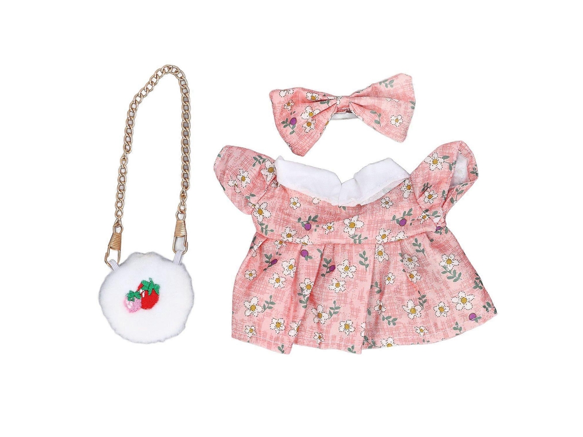 Conjunto De Roupas Para Boneca De Pelúcia 20cm/8 Polegadas, Acessórios De Fantasia Com Laço, Bolsa De Morango Para Crianças Sem Marca