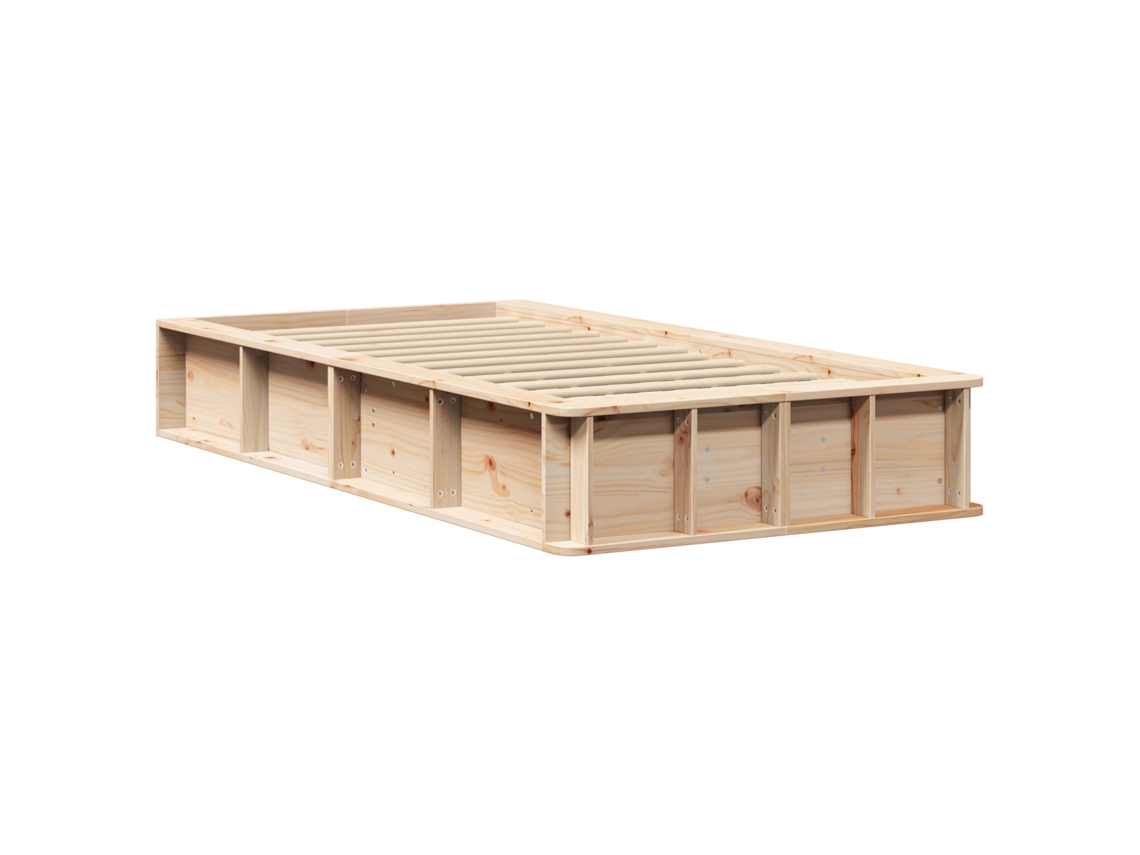 Conjunto 1 Estrutura Da Cama Vidaxl Castanho Madeira De Pinho Maciça (100 X 200 Cm)