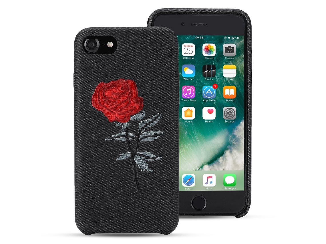 Capa de telefone exclusiva Wish para iPhone 7/7p, rosa bordada, proteção antiderrapante EOOCOO