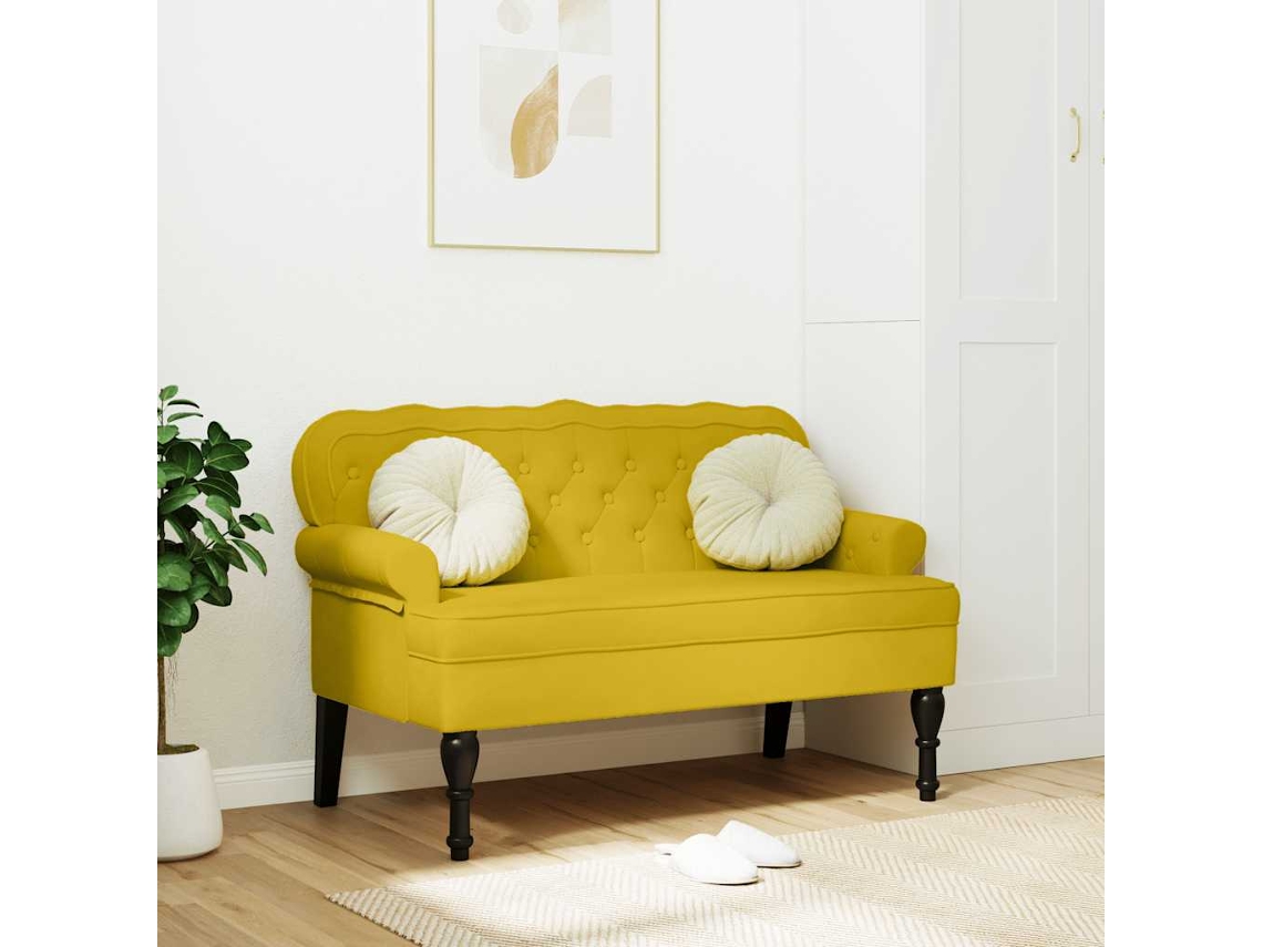 Vidaxl Banco Com Encosto 119,5x64,5x75 Cm Veludo Amarelo
