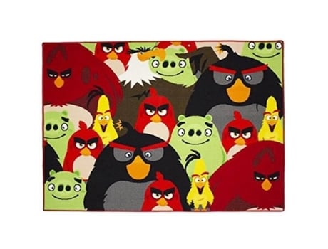 Tapete Angry Birds Quarto Infantil 100 Nylon Retangular Lavável