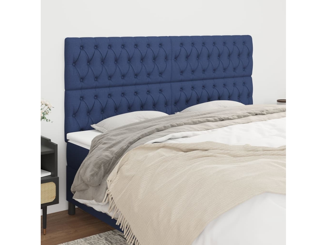 Vidaxl Cabeceira Azul 180x7x118/128 Cm Tecido