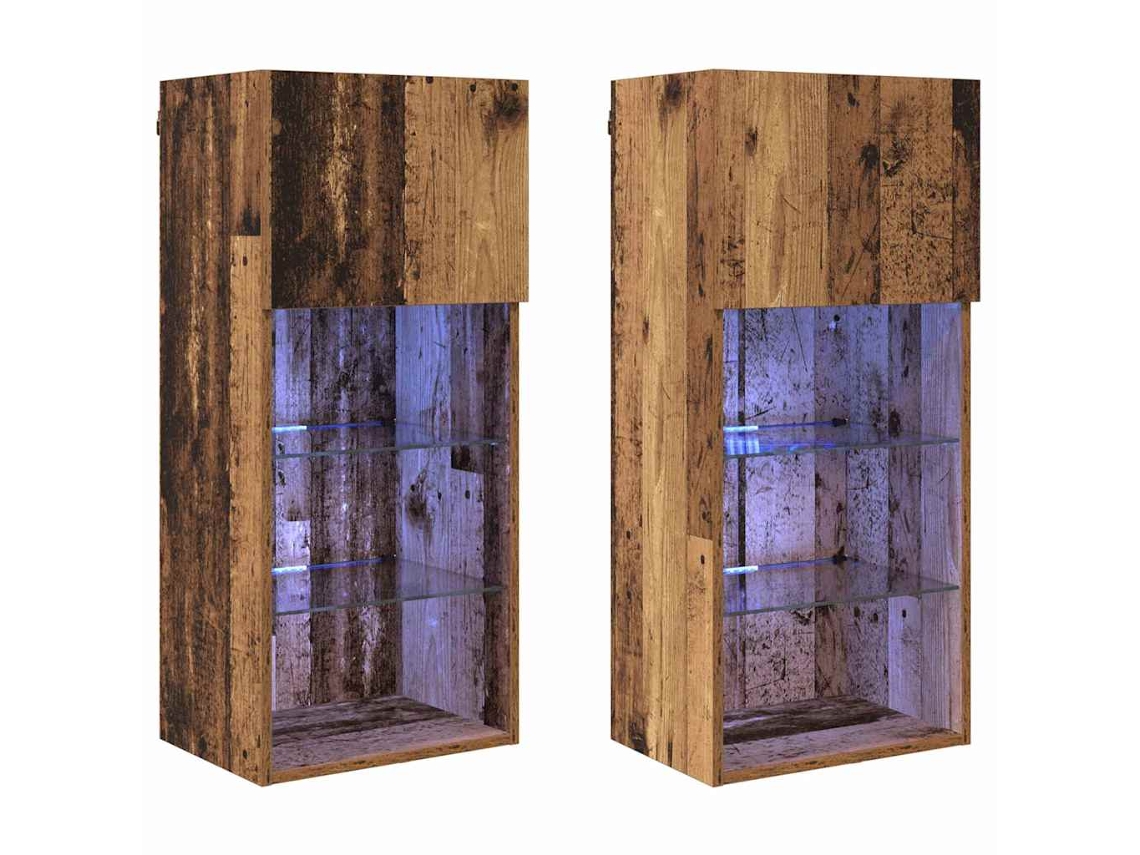 Conjunto de Armários de Tv Montados na Parede em Madeira Antiga MAISON EXCLUSIVE 2 pcs