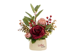 Laxiscreed Xhp01 Rosas Vermelhas Com Vaso De Flores Decorativo Para Ambiente Nórdico