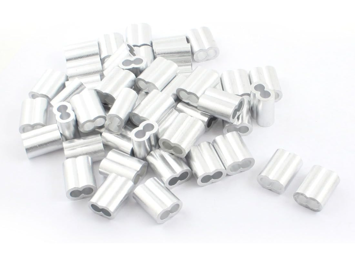 50 Peças de Terminais Alumínio em Formato Ampulheta 3/8'' X 1 1/8'' para Cabo Aço 8 Mm CHABERLU