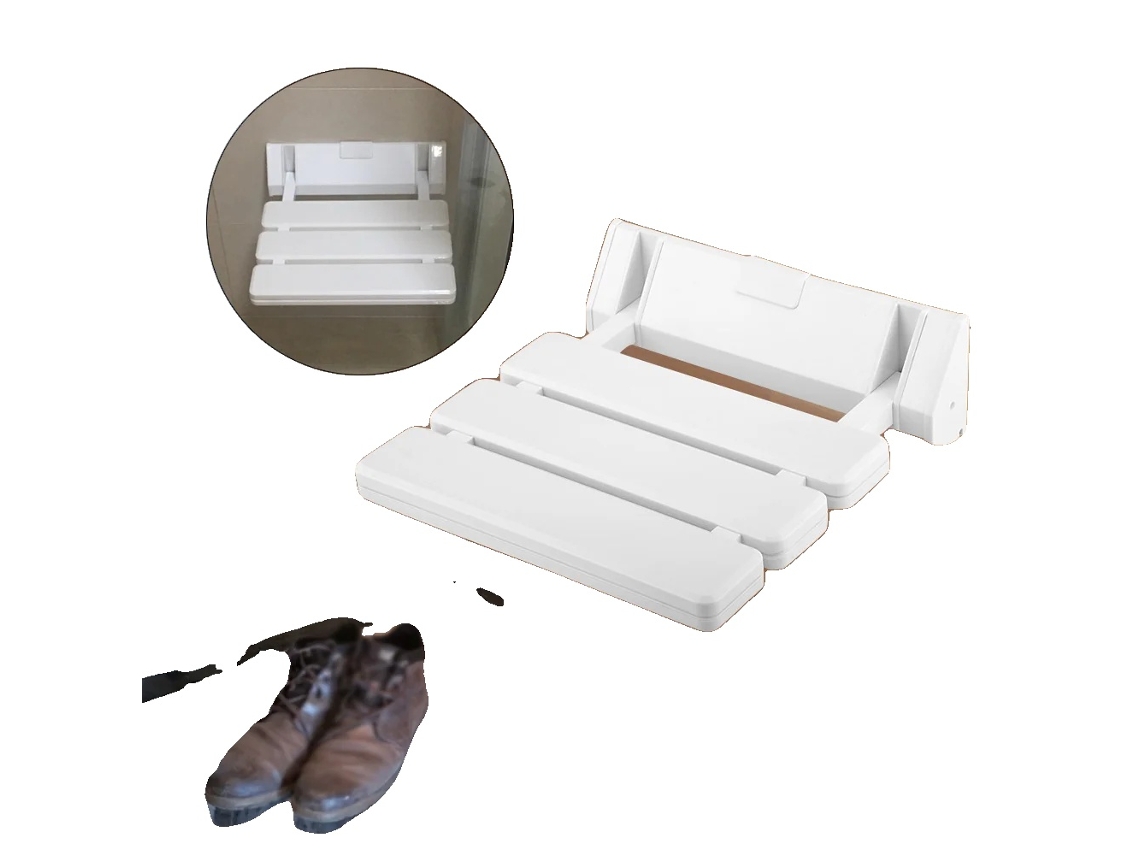 Cadeira De Banho, Design Montado Na Parede, Capacidade De Carga De 130kg, Branco