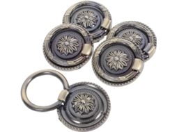 Conjunto De 5 Puxadores De Armário Vintage Em Bronze Verde, Com Argola Redonda.