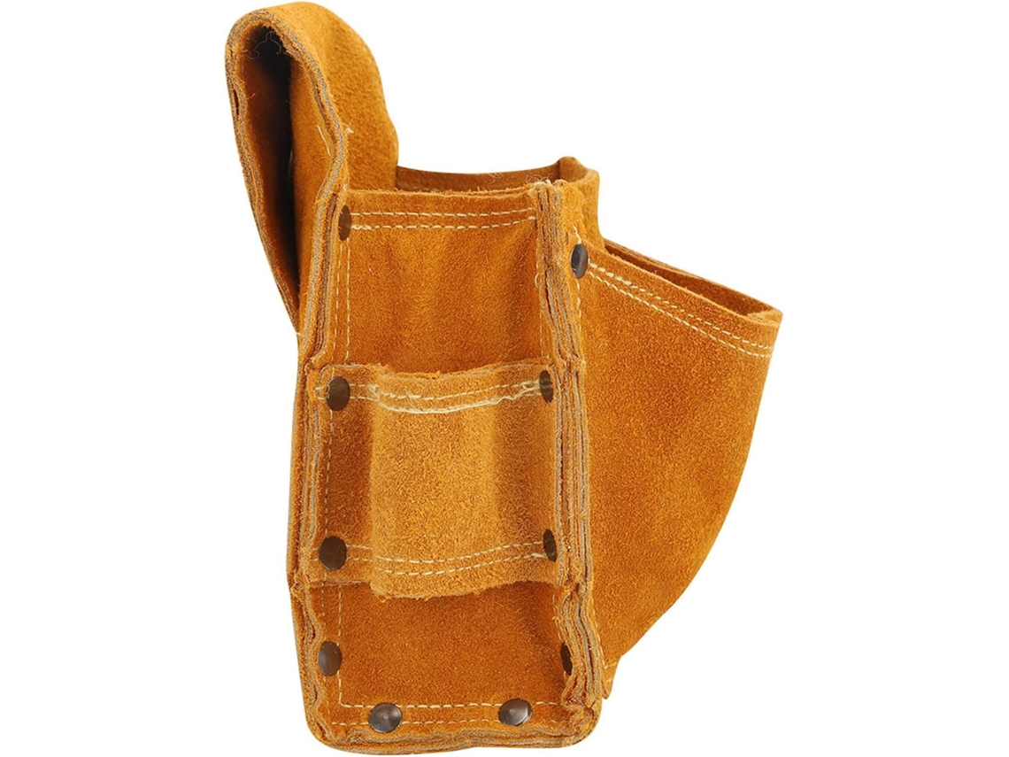 Bolsa genérica multifuncional para ferramentas em couro bovino com proteção reforçada e detalhes para decoração de interiores.