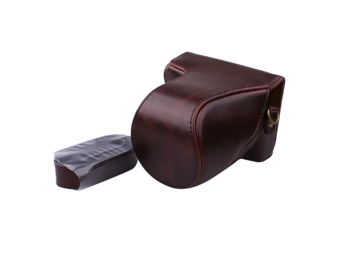 Bolsa Para Câmera Canon Eos M200 Com Corpo Inteiro, Em Couro Pu E Alça.-aquaforge