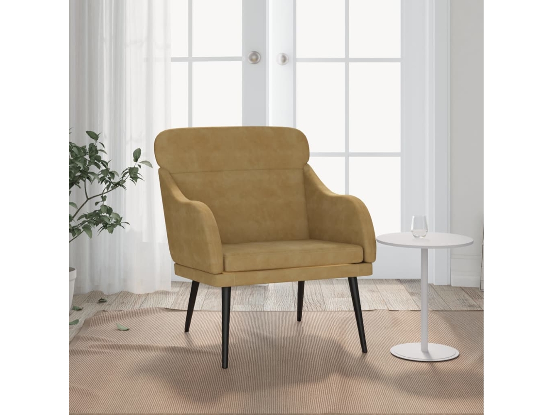 Vidaxl Cadeira Com Apoio De Braços 63x76x80 Cm Veludo Castanho