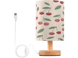 Abajur De Cabeceira Em Formato Cereja Para Quarto, Abajur De Cabeceira Led, Luminária De Leitura Com Portas Usb E Cúpula