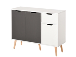 Aparador 30x72 Cm Em Madeira Ideal Para Para Sala De Estar Cor Branco, Cinza Para Decoração E Funcionalidade Com Design Moderno E Prático E Branco