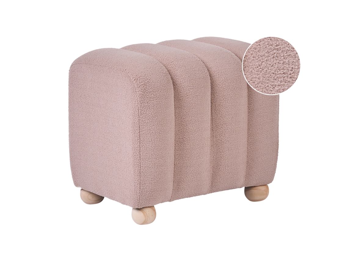 Pufe Beliani Idyllwild De Bouclé Creme 49x39x45