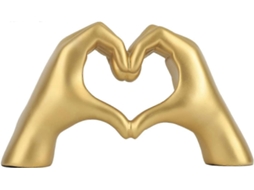 Rebe estatua de Mão com Gesto de Coração Dourado, Decoração Moderna para Casa