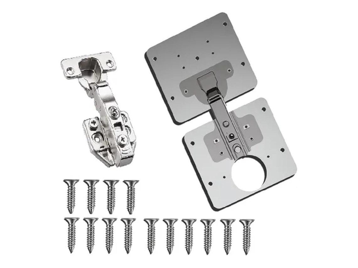 Dobradiça Para Porta De Armário Acessório De Reparação Instalação Fácil Aço Inoxidável 3,9x3,5 (2 Placas 1 Dobradiça 16 Parafusos)