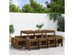 Vidaxl 13 Pcs Conjunto De Jantar Para Jardim Pinho Maciço Castanho-mel