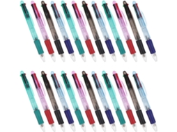 Caneta Esferográfica Multicolorida de 4 Cores, 0,7 Mm, Transparente, 24 Unidades Canetas Retráteis para Escr