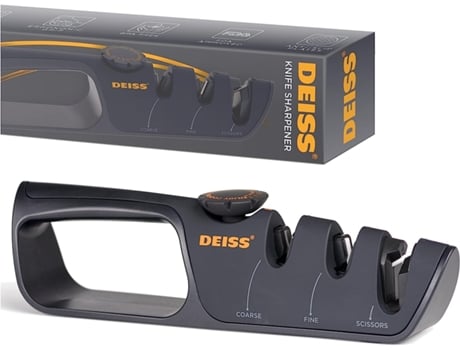 Afiador de Facas DEISS Pro com Botão de Ângulo Ajustável para Facas de Cozinha de Tesouras de Bolso