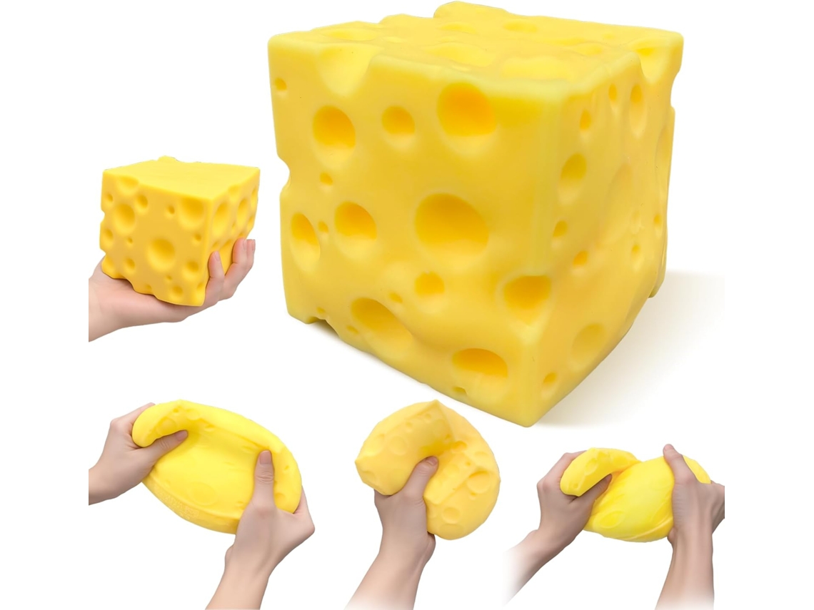Brinquedo Antiestresse Sensorial Queijo Macio Retorno Lento Relaxamento Adultos Amarelo 10cm