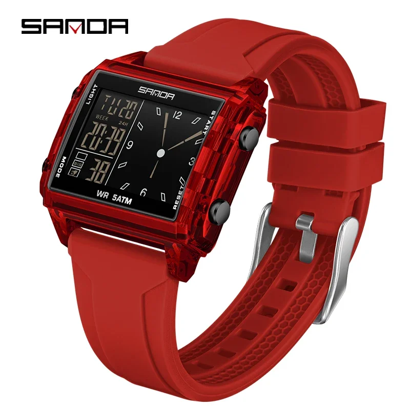 Relógio Esportivo Digital de Led para Estudantes Luminoso com Calendário MDUG (vermelho)