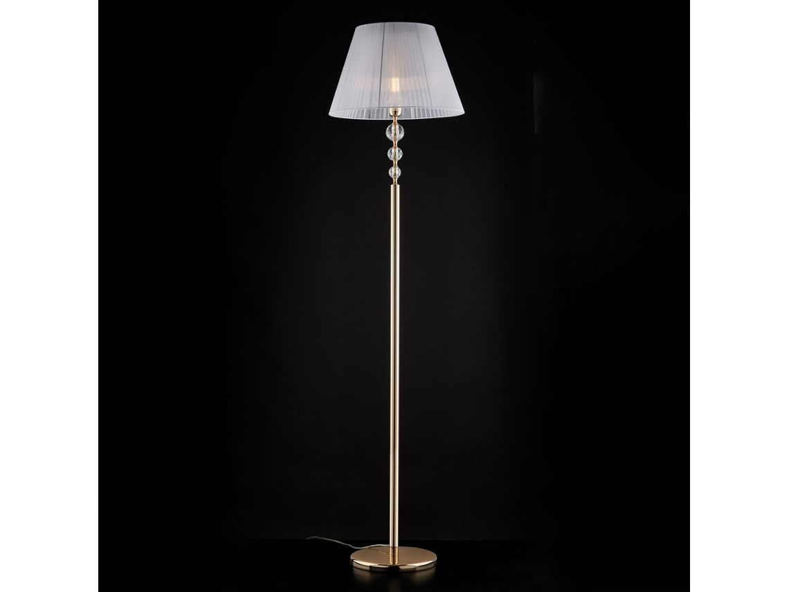 Ruben - Candeeiro De Pé Dourado E Cristal 1 Luz Com Abajur Dm.45.180 - Ø45 - Bl267-ph-or