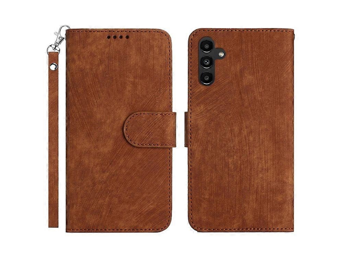 Capa Tipo Carteira Com Estampa Listrada E Cor Sólida Para Samsung Galaxy A54 5g, Capa Tipo Fólio Em Couro Pu Com Suporte E Alça