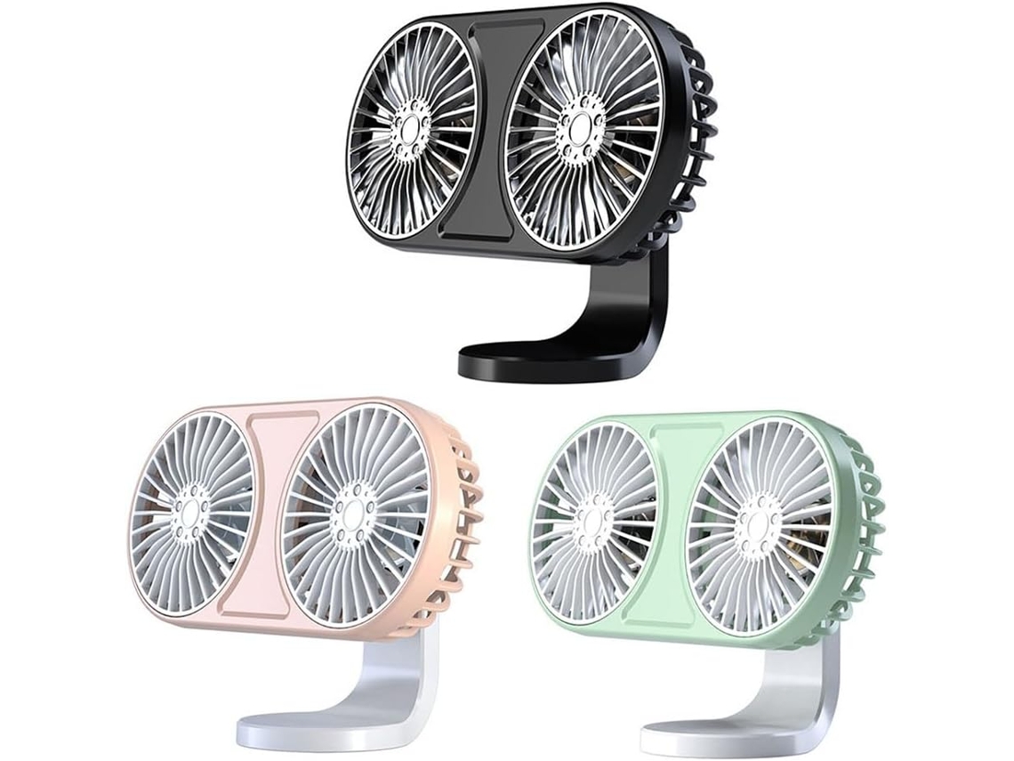 Ventilador Usb De Carro Com Duas Cabeças, Rotação De 360°, 3 Velocidades, Circulador De Ar Silencioso Para Carros, Suvs