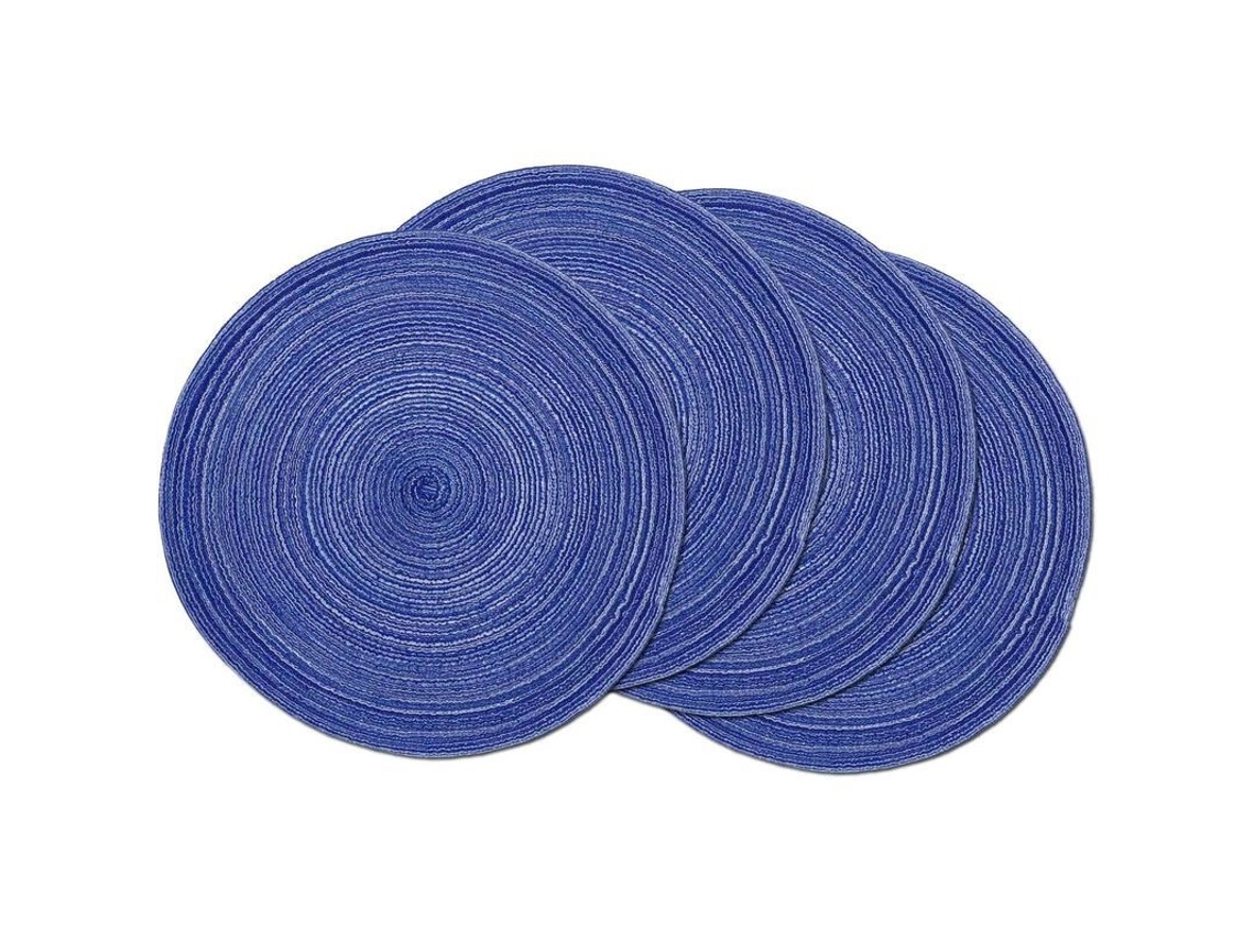 2026-tapetes Redondos De Tejido De 15 Pulgadas Lavables Para Mesa De Cocina, Hogar, Boda Y Fiesta (azul Blanco, 4)