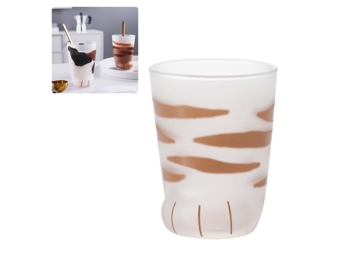 Caneca de Vidro Pata de Gato 300ml para Café, Leite e Bebidas Quentes e Frias