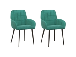 Conjunto 2 Cadeiras De Jantar Vidaxl Azul-turquesa Veludo (57 X 50 X 85 Cm)