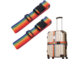 Conjunto De 2 Cintas Ajustáveis Para Mala, Cor Arco-íris, Com Fivela De Fecho Rápido, Para Fixação Segura De Bagagem Em Viagem