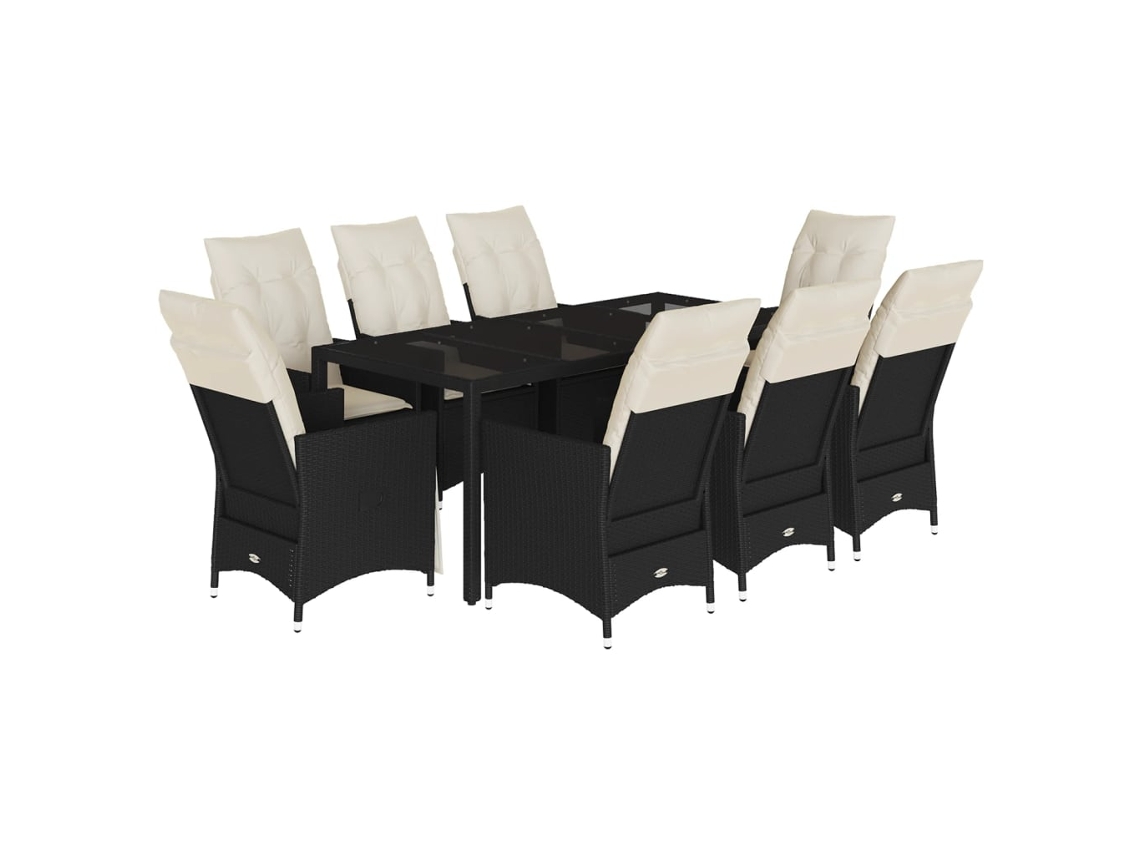 Garden Dining Set, Garden Dining Sets Vidaxl Preto Rattan / Vime (190 X 90 X 75 Cm)
