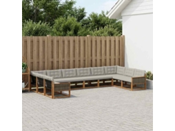 Vidaxl Conjunto De Sofás Para Exterior 10 Pcs Natural E Cinzento-claro