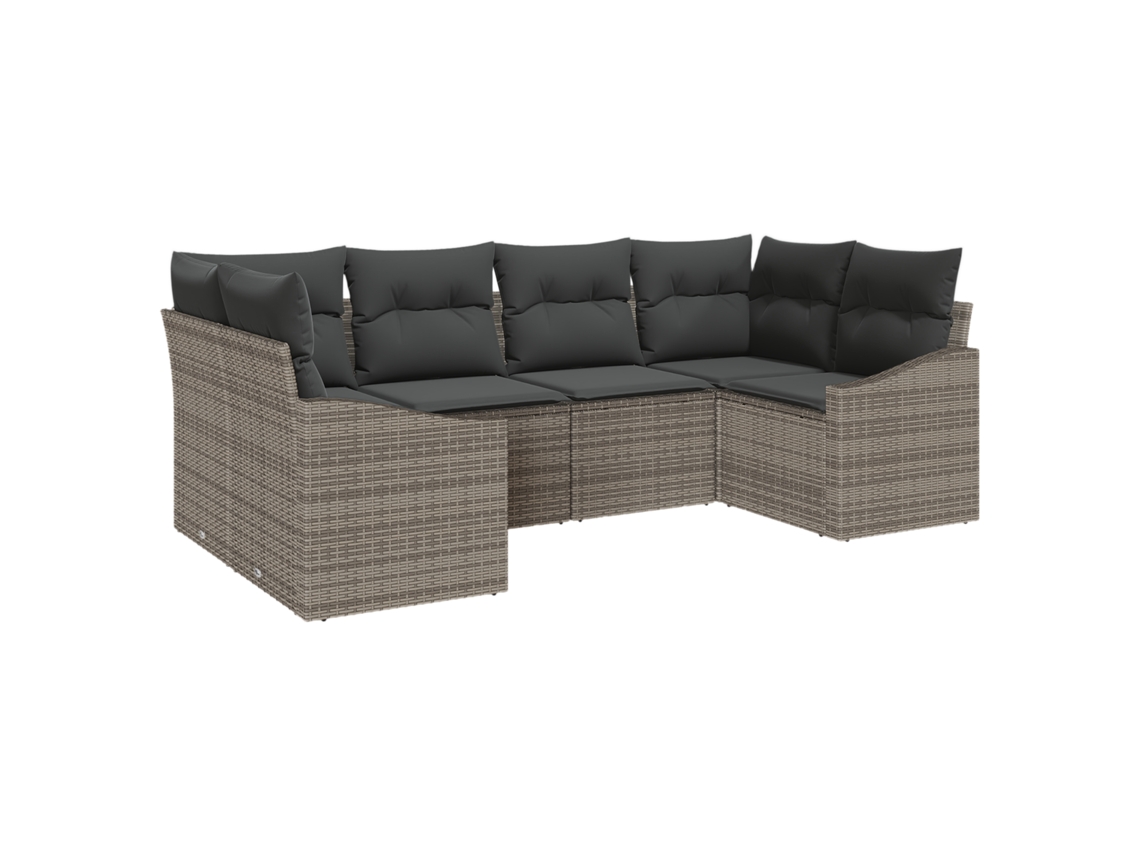 Conjunto 6 Sofá De Jardim Vidaxl Cinzento Vime Pe (234 X 123,5 X 85 Cm)