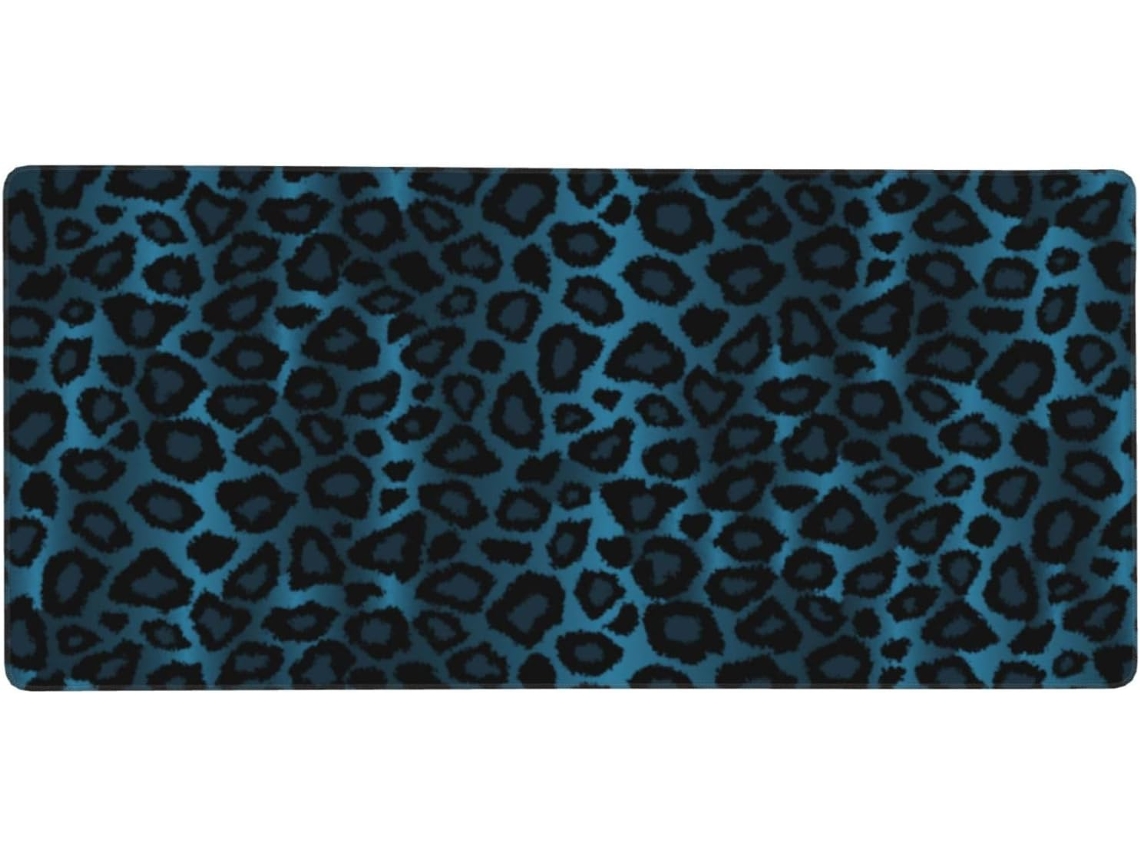 Mousepad Grande para Computador com Estampa de Leopardo Azul, Base Borracha Antiderrapante, 40 X 90 Cm